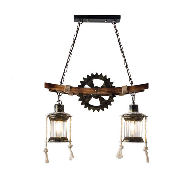 Vintage-style farmhouse metal chandelier with distressed wood accents for rustic home lighting decor