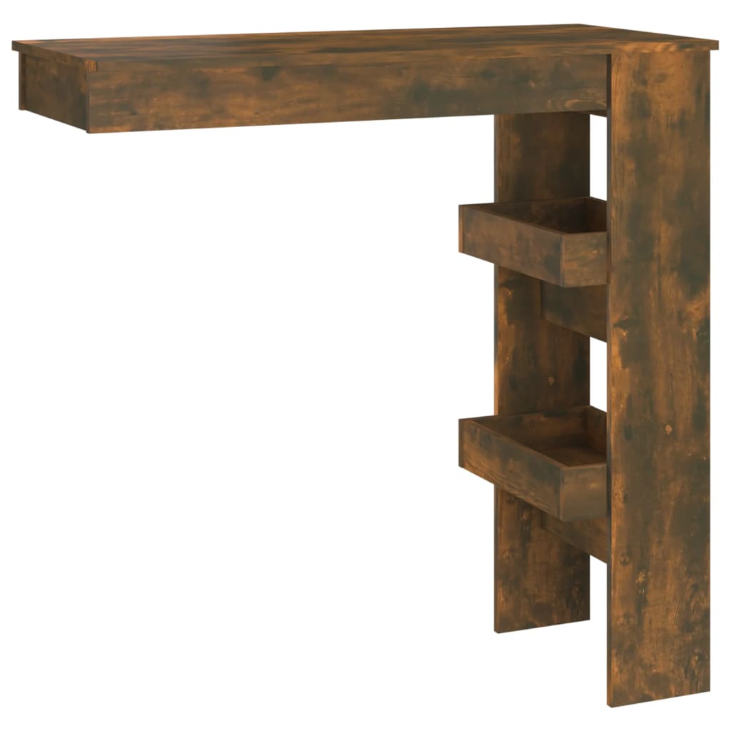Wall Bar Table Smoked Oak Engineered Wood Compact Wall Bar Table