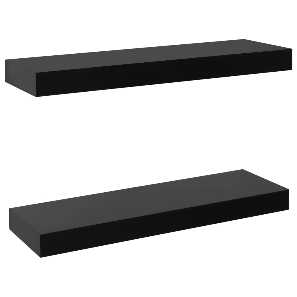 Wall Mounted Shelf Set of 2 Black MDF 15.7 x 7.9 x 1.5 in