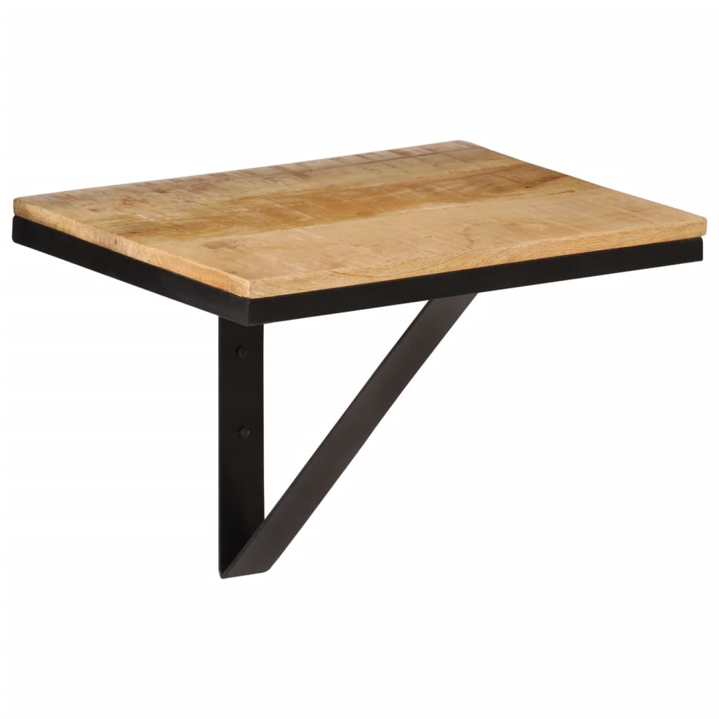 Wall Shelf Natural Wood and Black Solid Mango Wood, Iron Medium