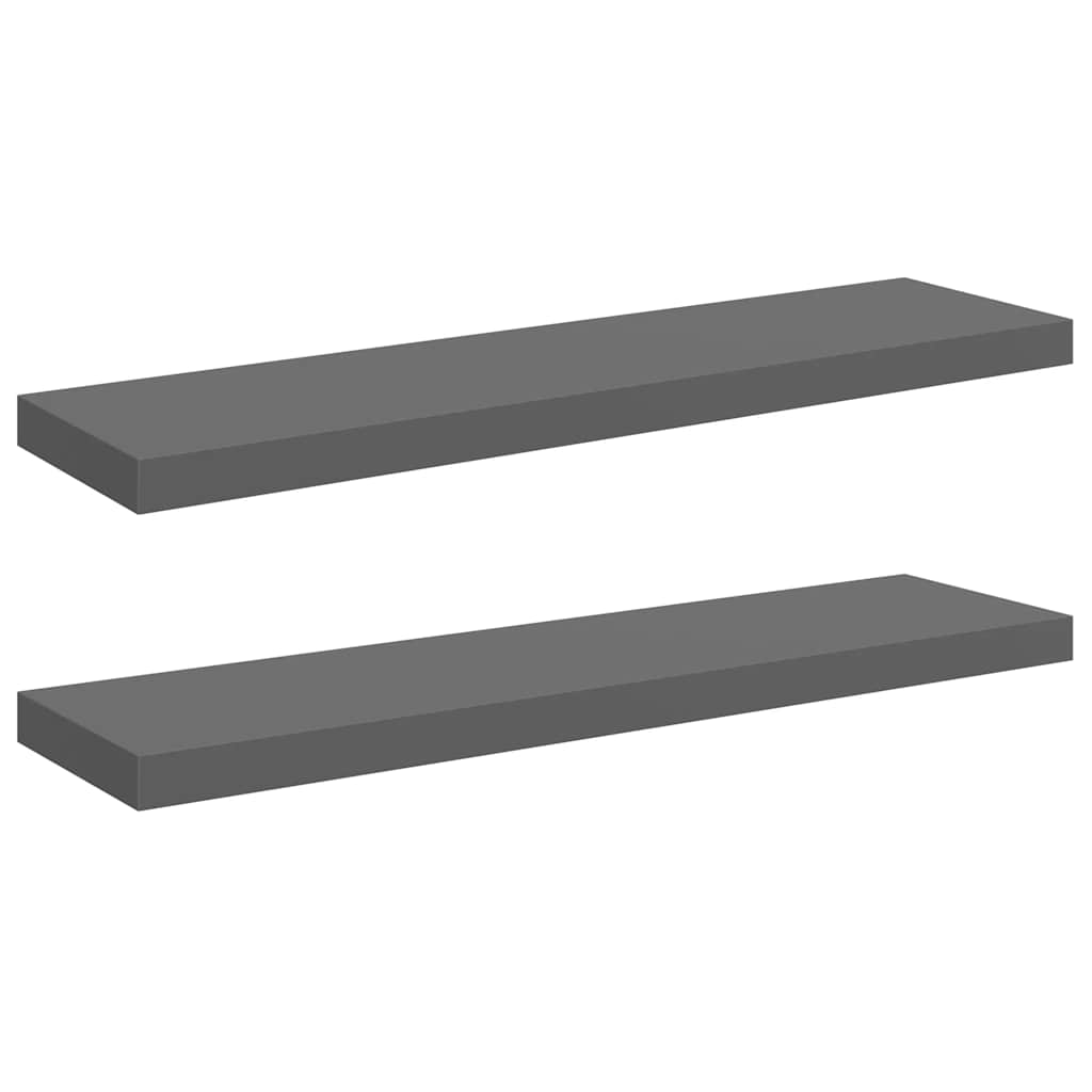 Wall Shelf Set of 2 High gloss grey Honeycomb MDF, metal