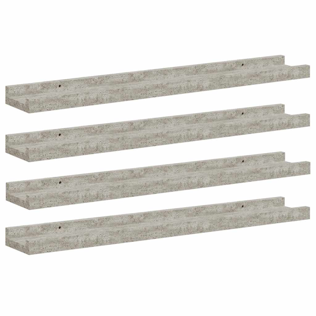 Wall Shelf Set of 4 Concrete grey MDF 23.6x3.5x1.2 in
