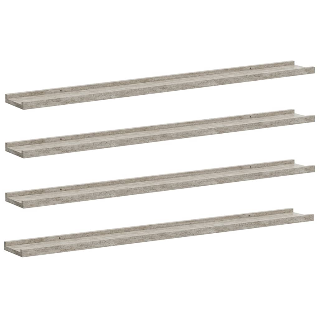 Wall Shelf Set of 4 Concrete Grey MDF 39.4x3.5x1.2 in