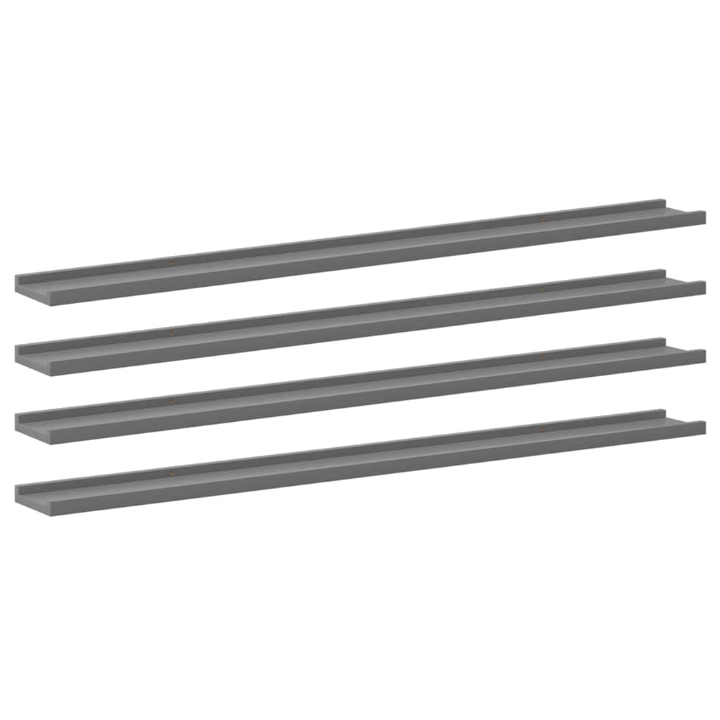 Wall Shelf Set of 4 Grey MDF Medium Wall Mounting
