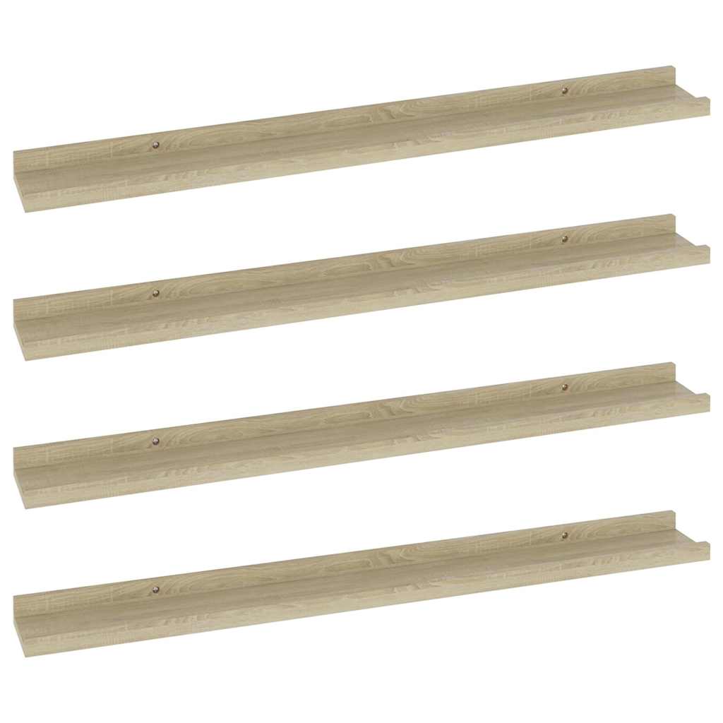 Wall Shelf Set of 4 Sonoma oak MDF 31.5 in x 3.5 in x 1.2 in