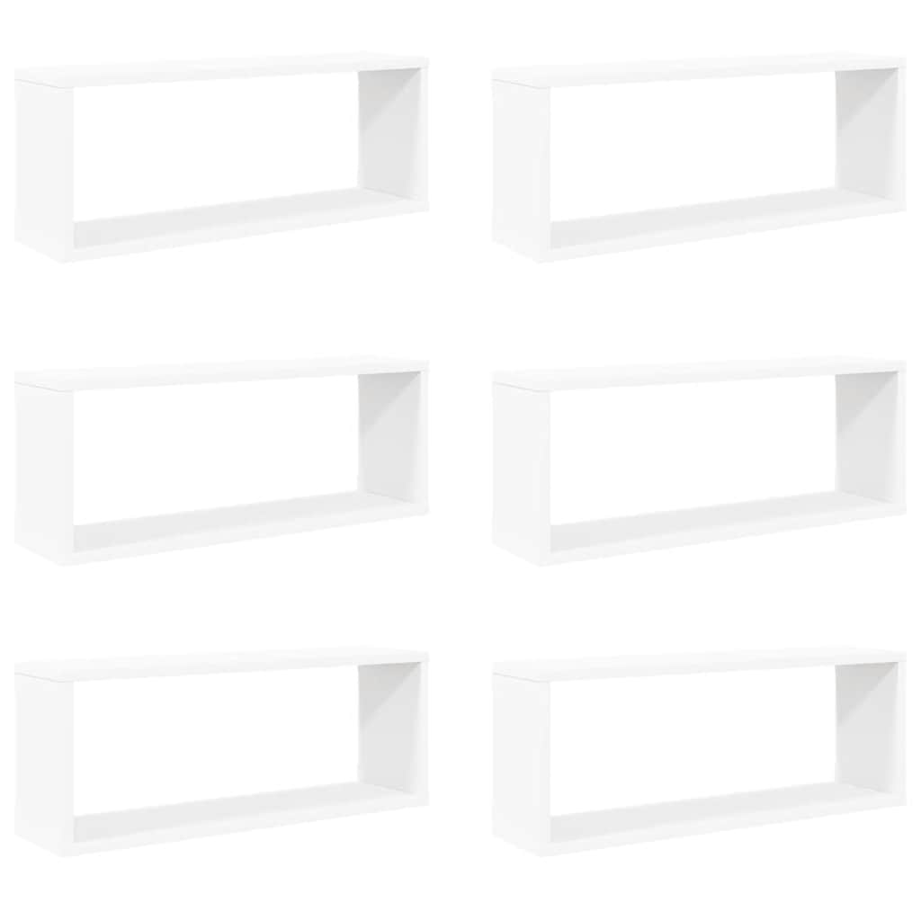 Wall Shelf Set of 6 White Engineered wood Medium Wall mounting