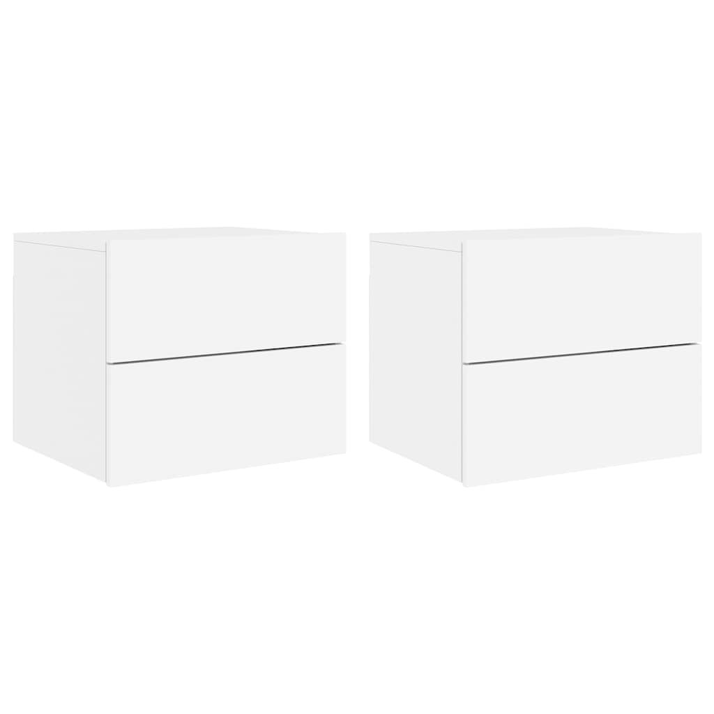 Wall-mounted Bedside Cabinet Set of 2 White Engineered wood