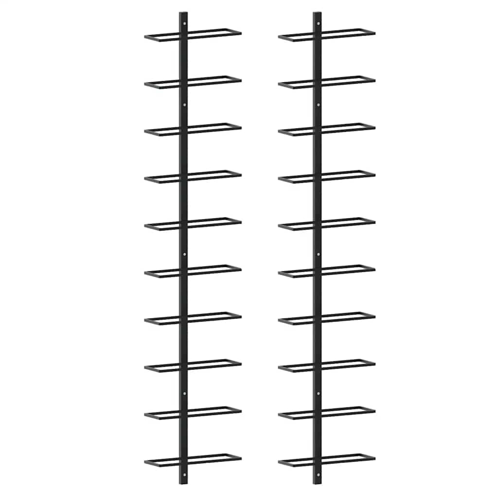 Wall-mounted Wine Racks for 20 Bottles 2 pcs Black Metal