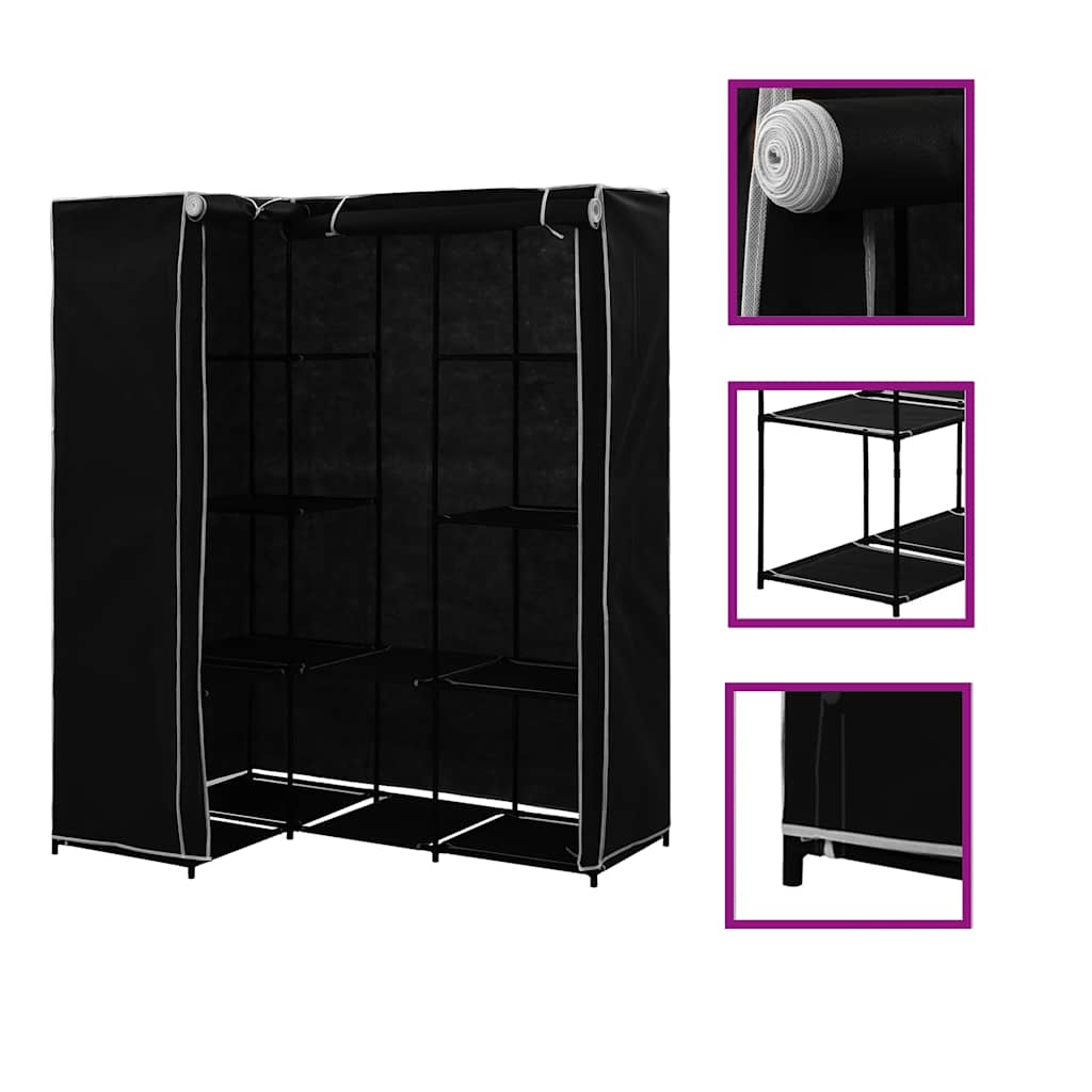 Wardrobe Black Iron Corner Wardrobe Rectangular Modern