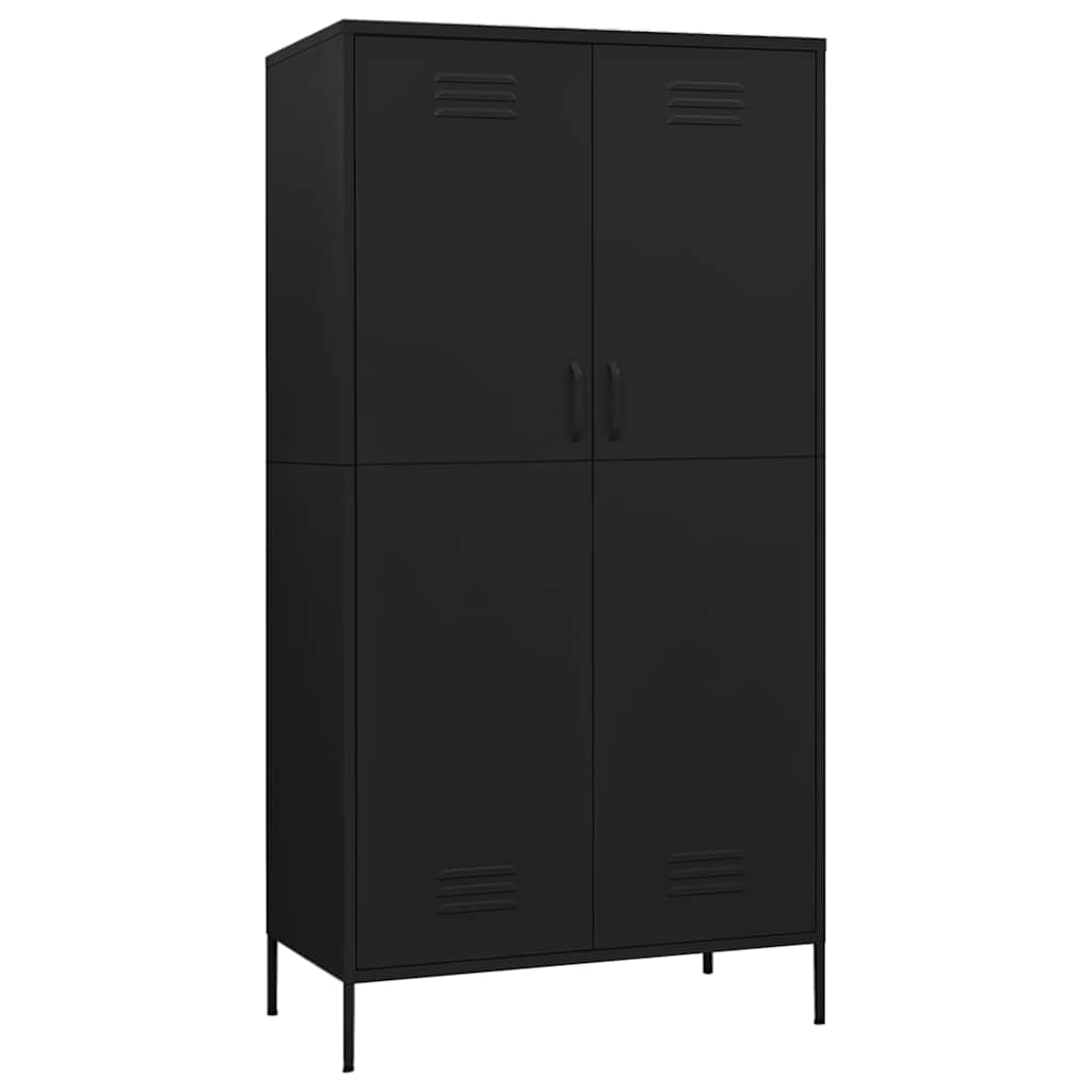 Wardrobe Black Steel Large Wardrobe Rectangular Modern