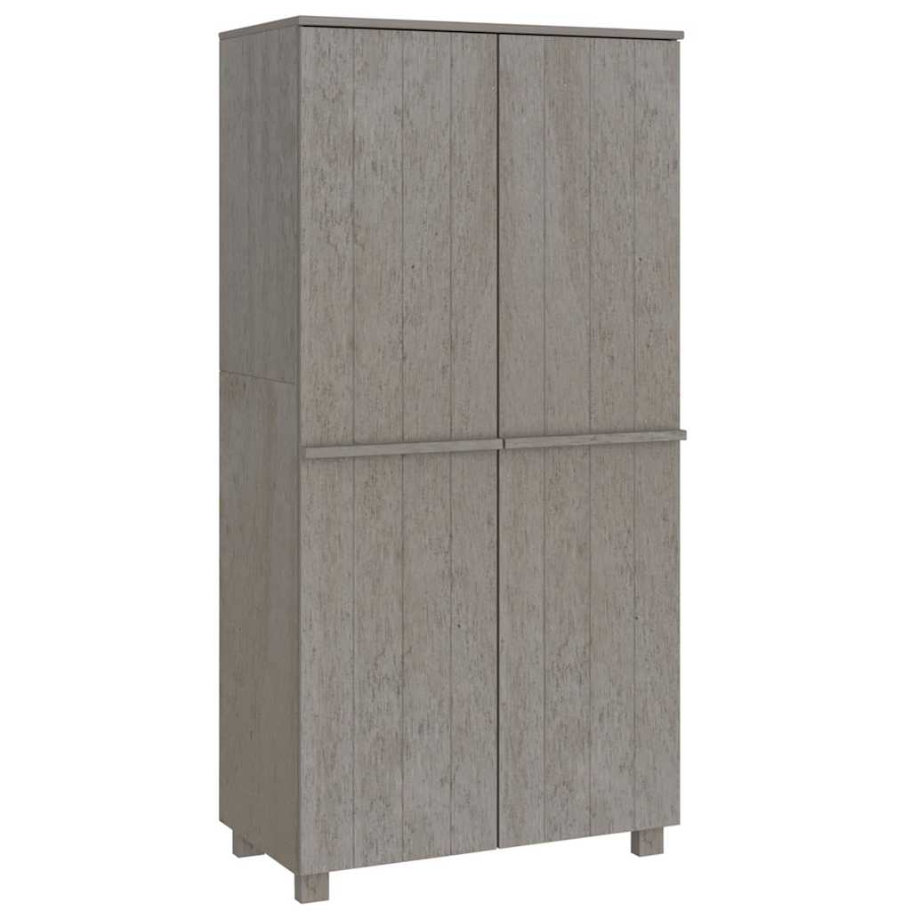 Wardrobe Light Grey Solid Pine Wood, MDF 35.0 x 19.7 x 70.9 in