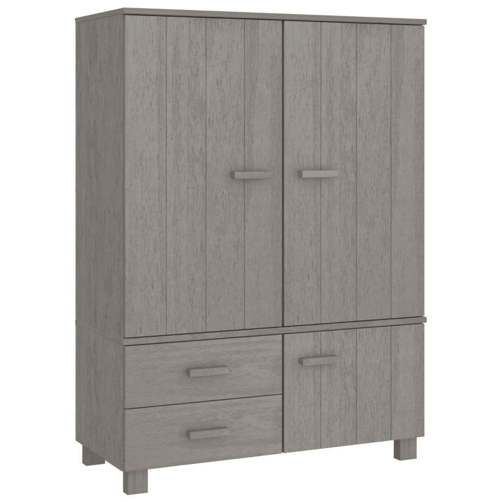 Wardrobe Light Grey Solid Pine Wood, MDF Medium Wardrobe