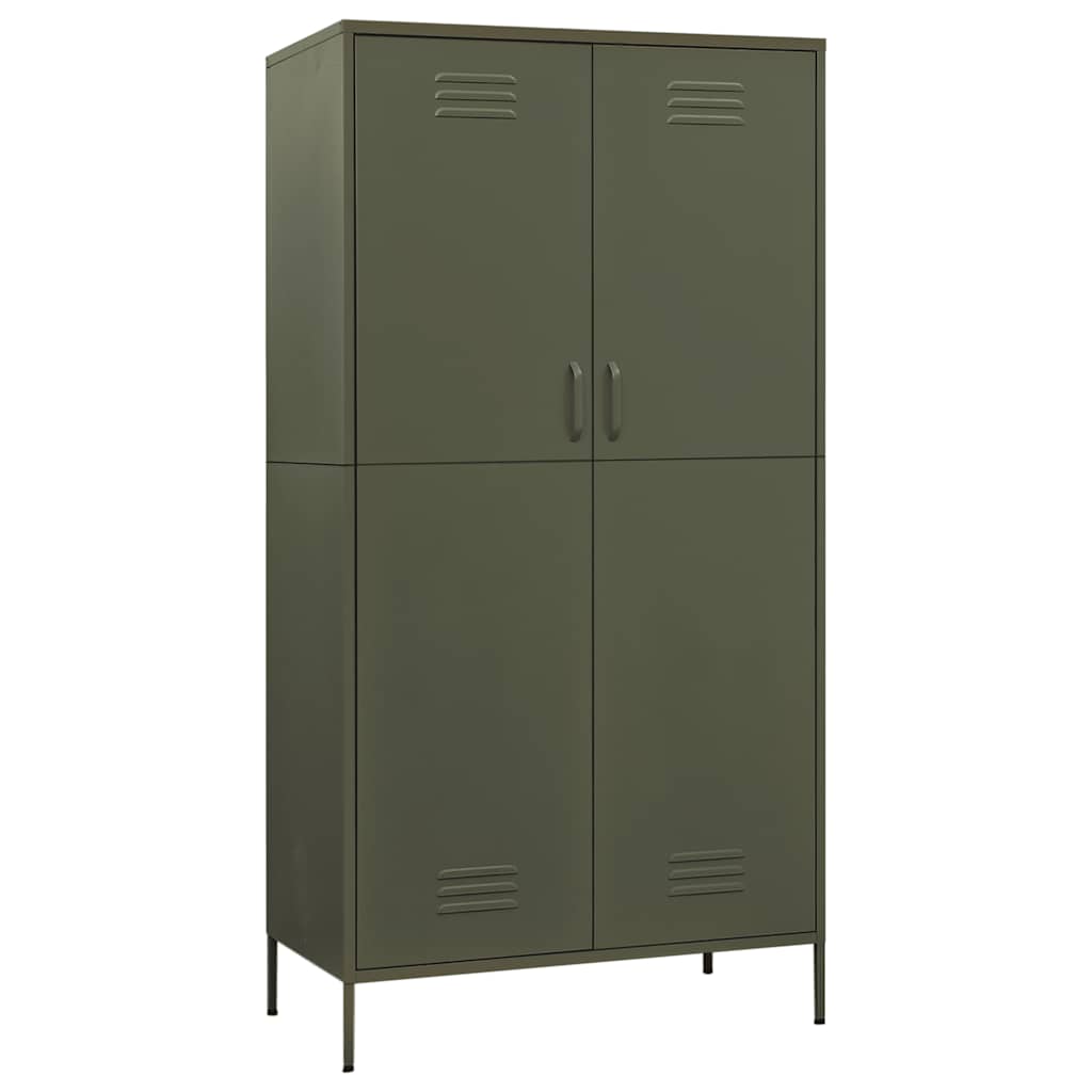 Wardrobe Olive Green 35.4"x19.7"x70.9" Steel