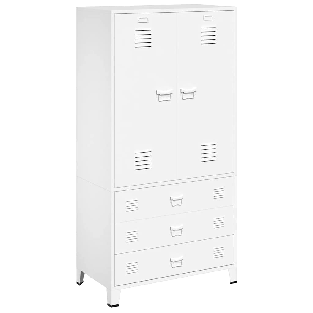 Wardrobe White Metal 35.4 x 19.7 x 70.9 in Wardrobe Rectangular