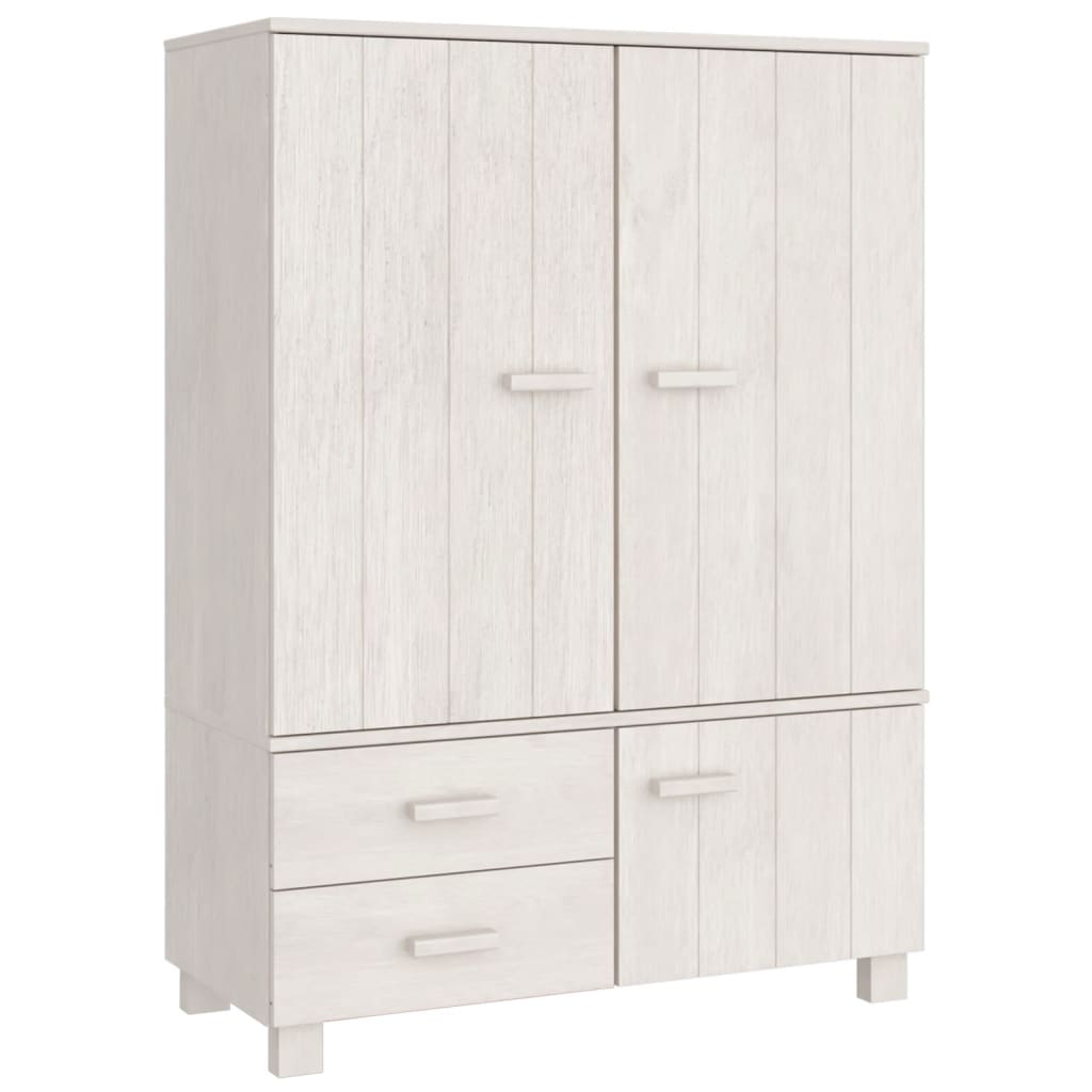 Wardrobe White Solid Pine Wood, MDF Medium Wardrobe Rectangular