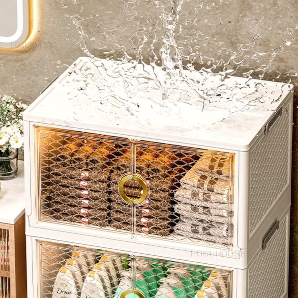 Waterproof Chinese balcony bathroom cabinets with floor-standing drawers, simple plastic storage for laundry rooms