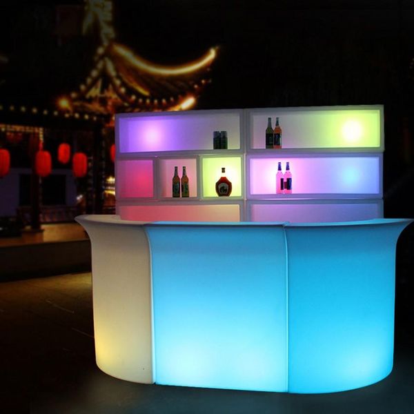 Waterproof rechargeable LED bar counter with color-changing lights for clubs, bars, and parties