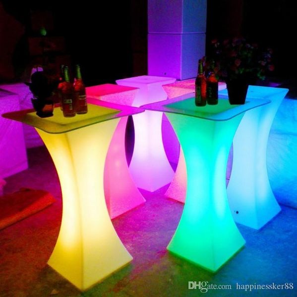 Waterproof rechargeable LED cocktail table with glowing bar top for KTV, disco, and party lighting