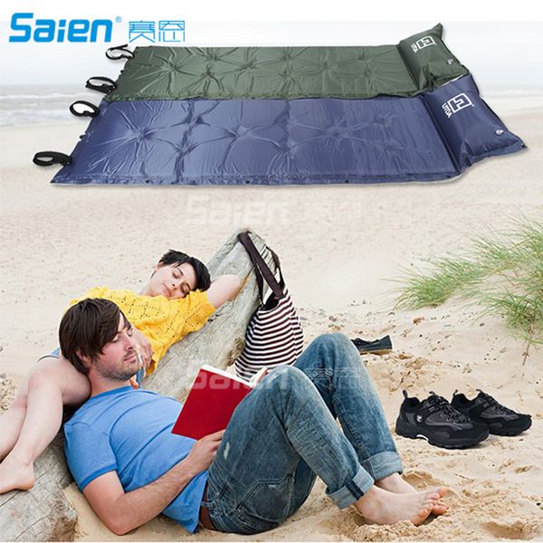 Waterproof self-inflating camping pillow and sleeping pad for outdoor tents