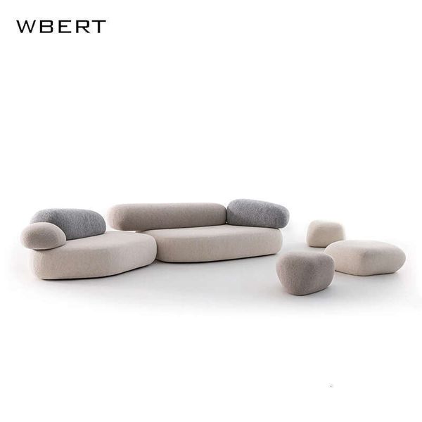WBERT customizable pebble fabric sofa set in Italian minimalist design for living rooms, apartments, villas, and hotels