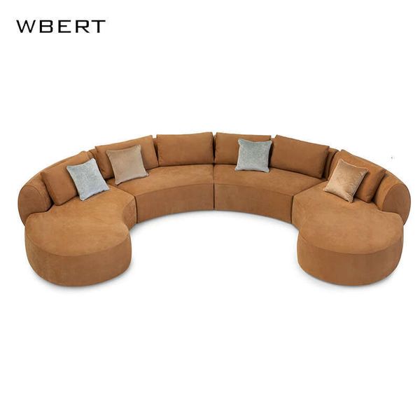 WBERT Italian Custom Semi-circle Combination Sofa for Living Room, Business Reception, Hotel Lobby, and Sales Office Furniture