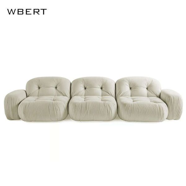 WBERT Italian minimalist modular sofa in lamb's wool, trendy Nordic-style living room furniture for internet celebrities