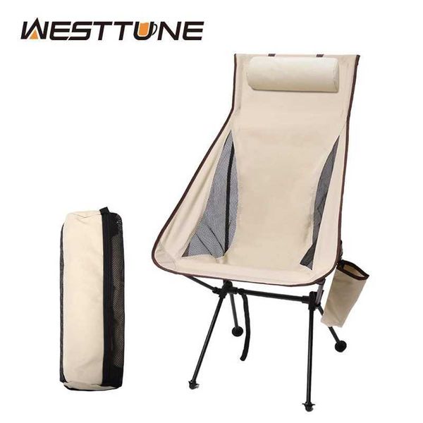 Westtune portable folding camping chair with headrest, lightweight travel chair, aluminum fishing chair for outdoor use W241111