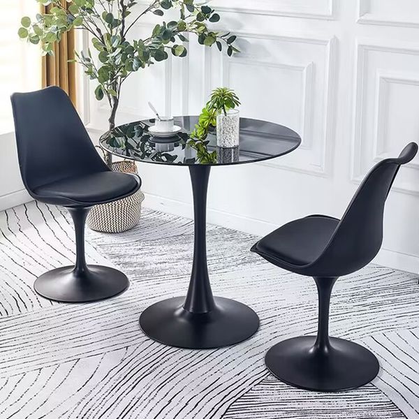 White and black round coffee table for home or office, ideal for dining or leisure
