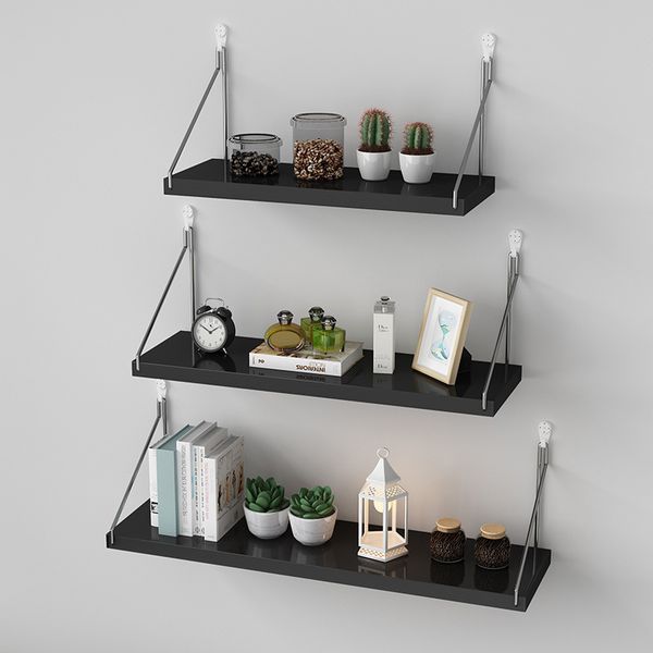 White floating wall shelves set of 3 for home decor in living room, bathroom, bedroom or kitchen storage