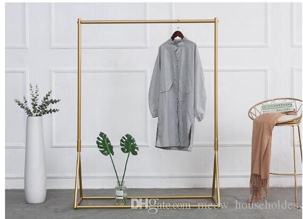 white/gold clothing rack, iron floor stand, bedroom furniture, kids' store display, women's shop shelf