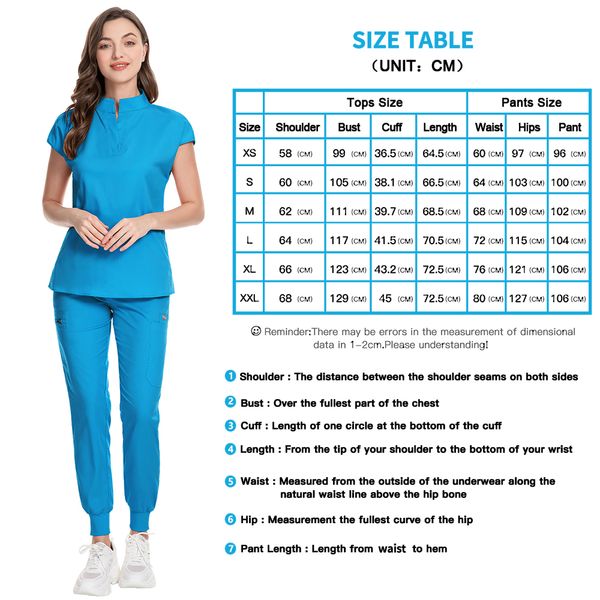 Women's medical scrubs set for nurses, clinical workwear, vet uniforms, and spa lab suits
