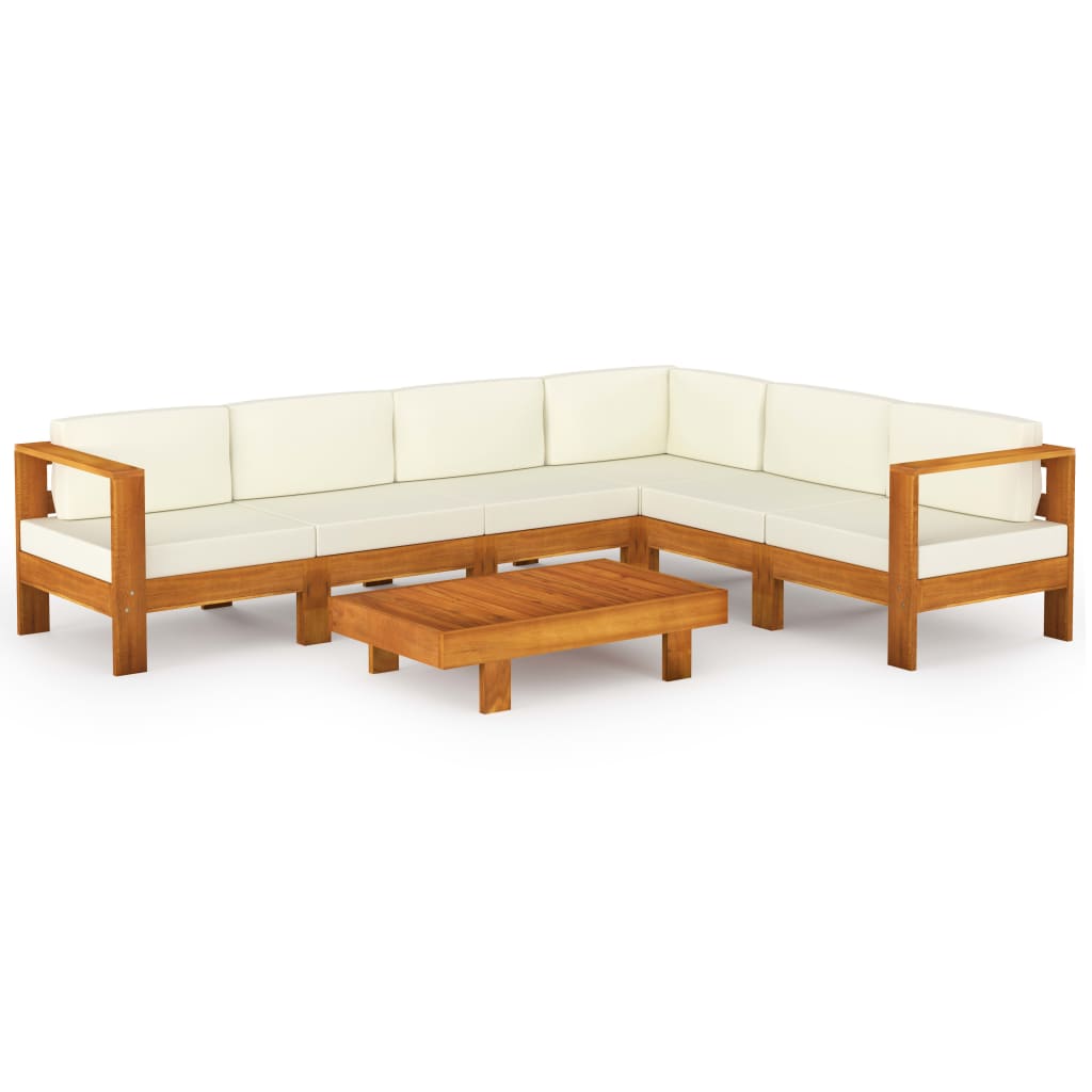 Wooden Lounge Set Cream White, Acacia Wood