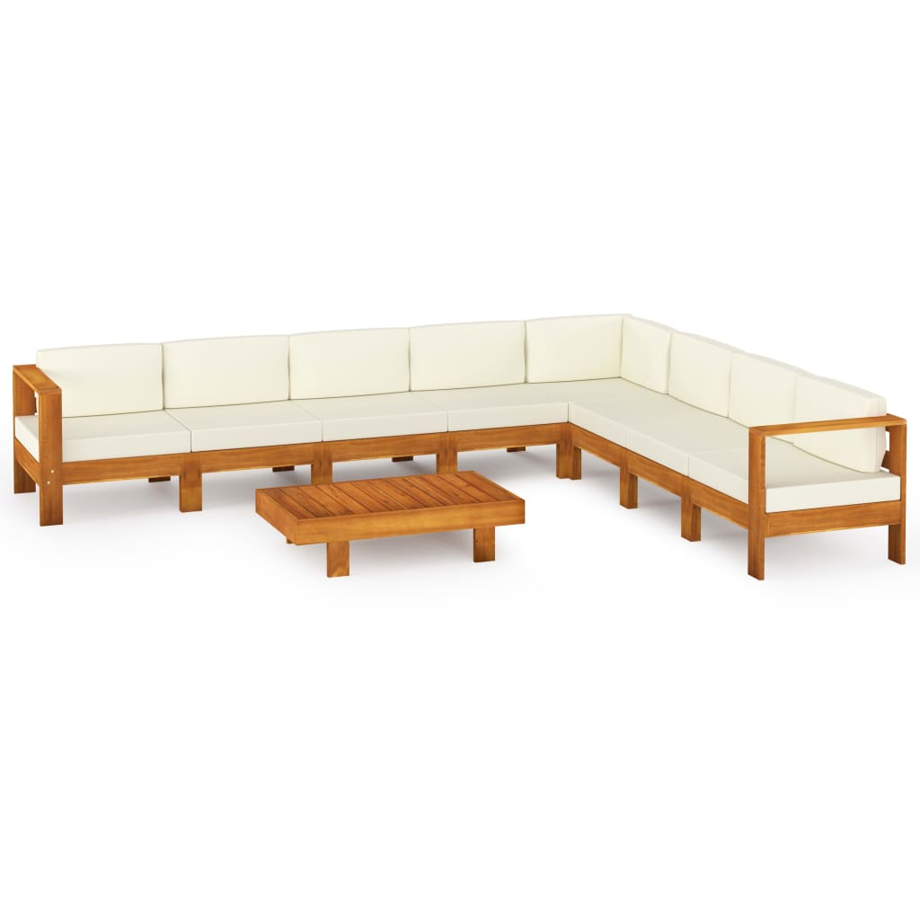 Wooden Lounge Set Cream White, Natural Wood