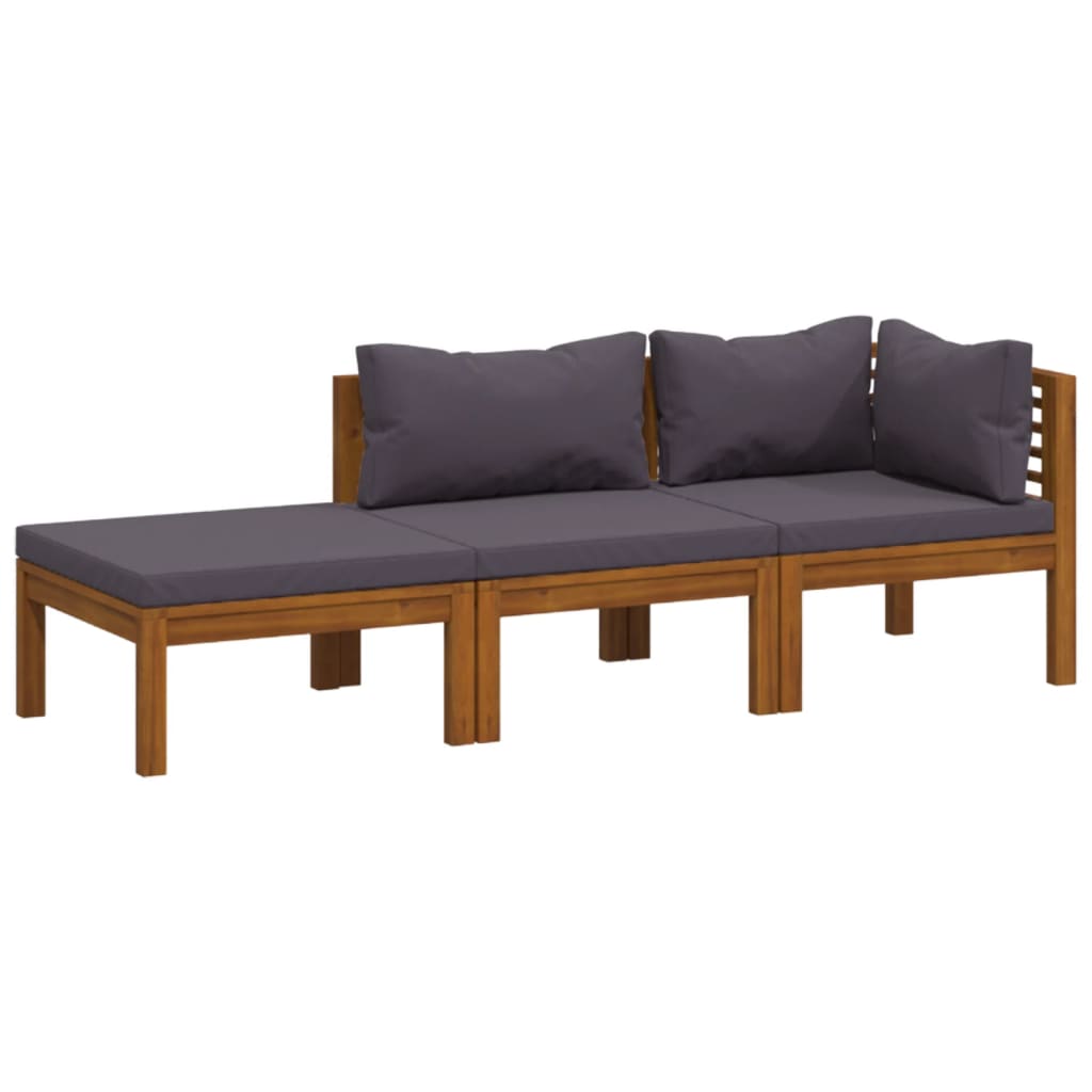 Wooden Lounge Set Dark grey, Acacia wood finish