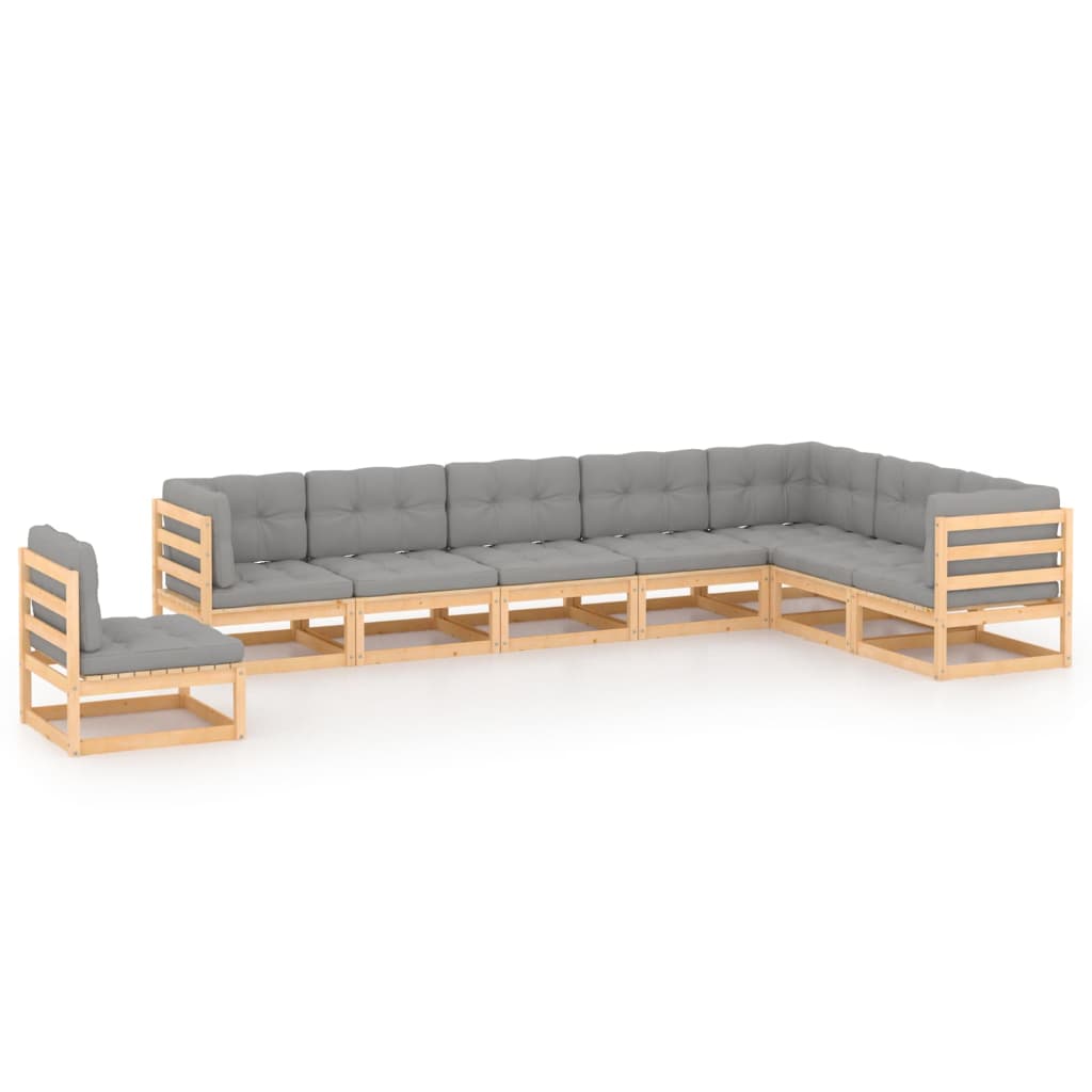 Wooden Lounge Set Natural Pine Sturdy Pinewood Large Modular