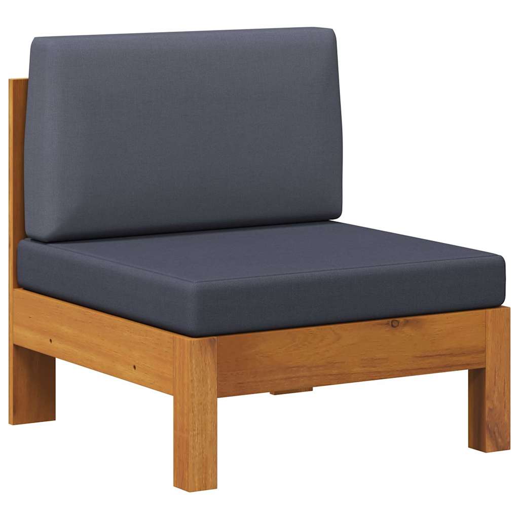 Wooden Sofa Dark Grey Solid Acacia wood, Fabric (100% polyester)