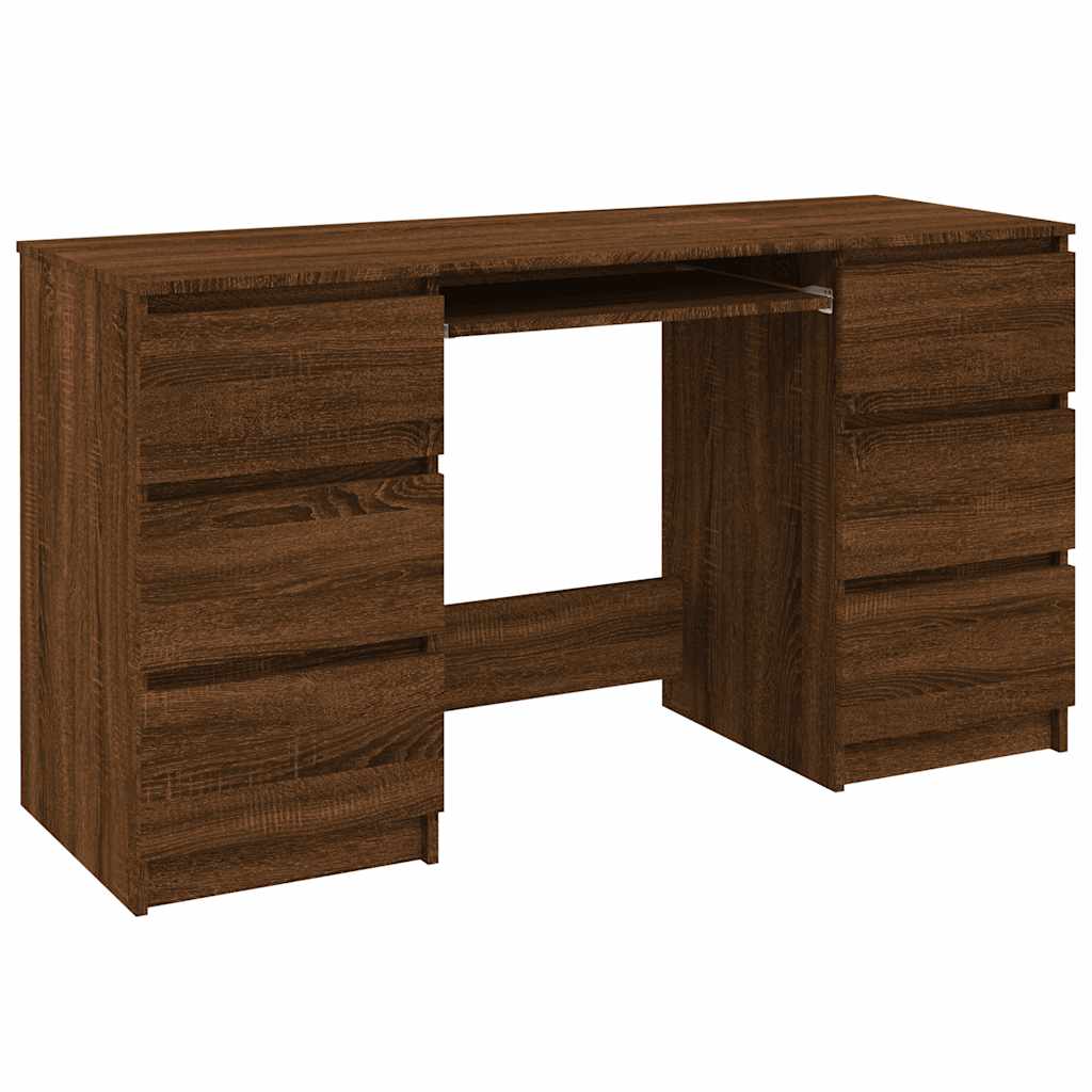 Writing Desk Brown Oak Engineered Wood Large Writing Desk