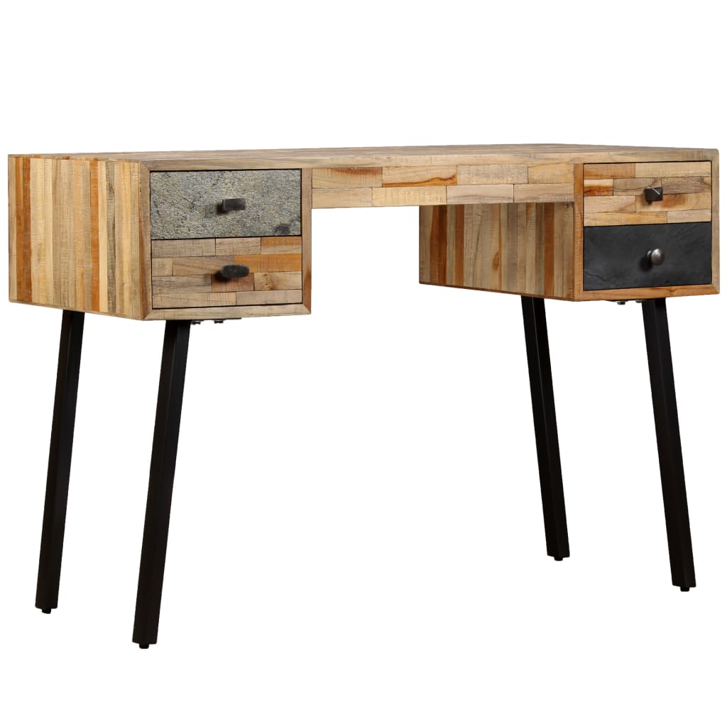 Writing Desk Reclaimed Wood Reclaimed Teak, Steel 43.3 in desk