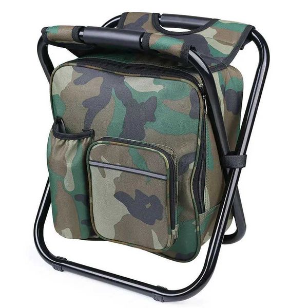 YFASHION portable folding fishing chair with insulated cooler backpack for outdoor activities like camping, beach trips, and barbecues