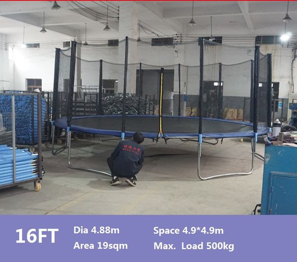 ZOIBKD 16ft Large Trampoline Set with Ladder and Safety Enclosure - Outdoor Bouncing Play Equipment for Family Fun and Exercise